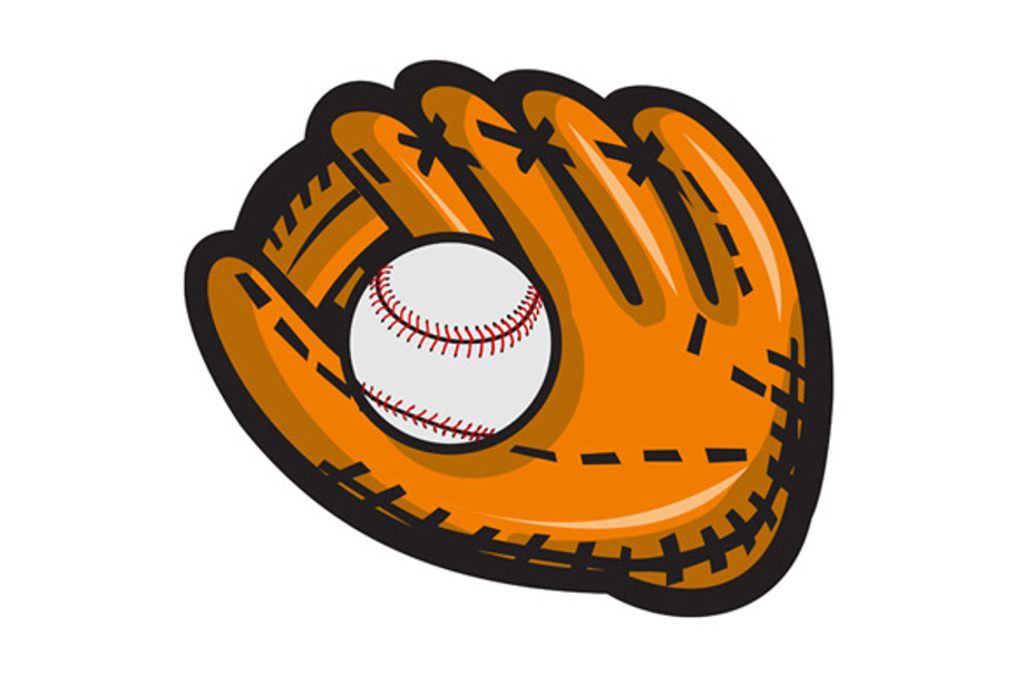 Baseball Glove Ball Retro in Illustrations - product preview 8
