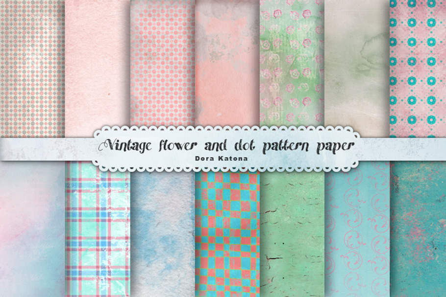 Vintage Flower and Dot Paper in Patterns - product preview 8