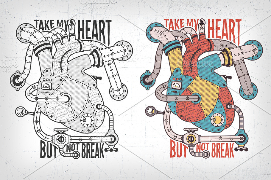 Mechanical steampunk heart in Illustrations - product preview 8