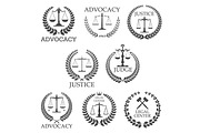 Lawyer service and legal icons