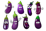 Glossy violet eggplants vegetables