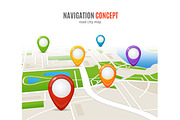 Navigation Concept Road City Map.