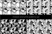 4 black and white patterns set
