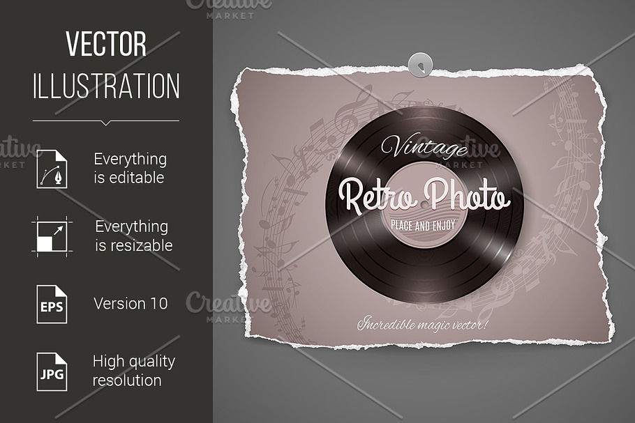 Vintage Vinyl Music Ilustration in Graphics - product preview 8
