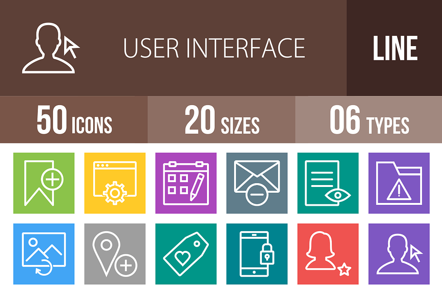 50 Interface Line Multicolor Icons