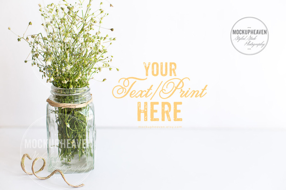 Rustic Mason Jar Stock Photo Mockup in Product Mockups - product preview 8