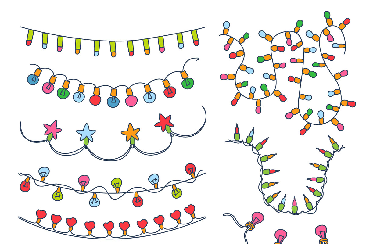 Colorful Garlands and Bulbs in Illustrations - product preview 8