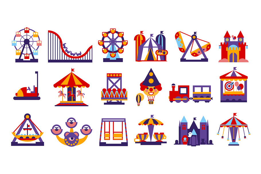 Amusement Park Vector Flat in Illustrations - product preview 8