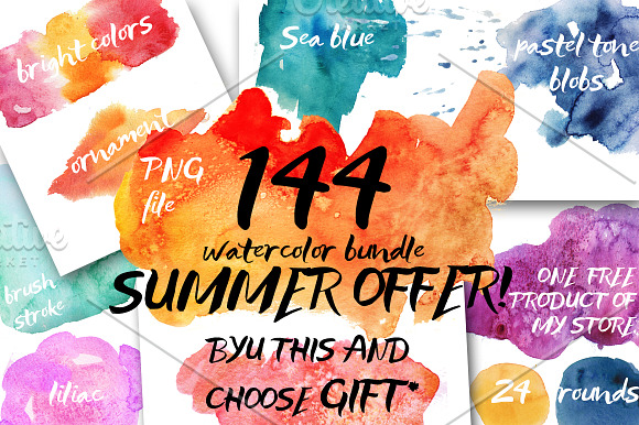 144 watercolor spots!BIG BUNDLE! in Textures - product preview 5