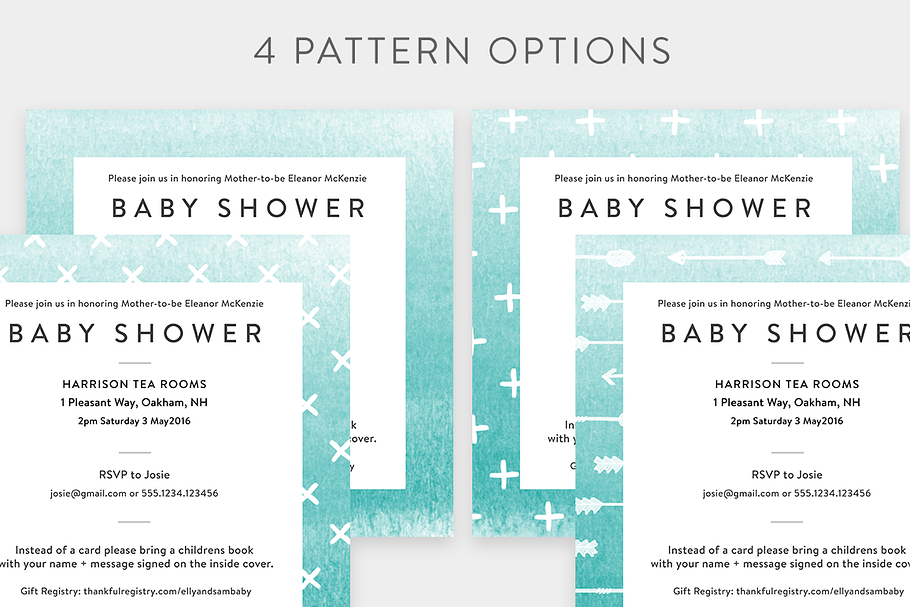 Ombre Watercolor Baby Shower Invite in Card Templates - product preview 8