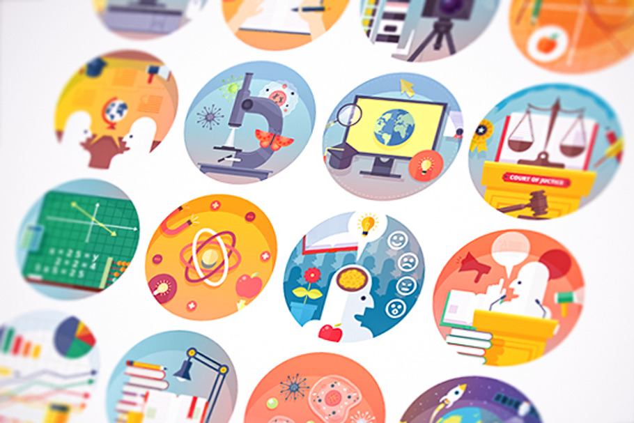 Education and science flat icons set in Science Icons - product preview 8