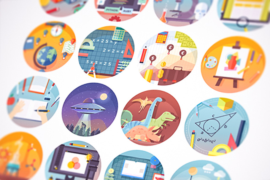 Education and science flat icons set in Graphics - product preview 8
