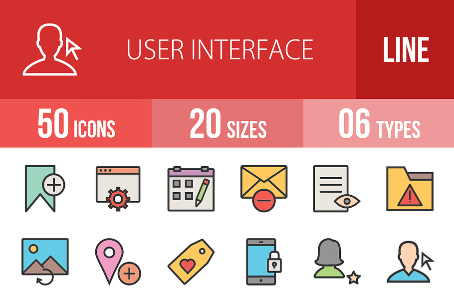 50 User Interface Line Filled Icons
