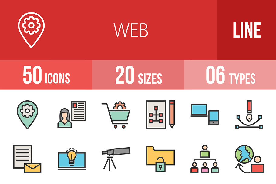 50 Web Line Filled Icons
