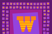Pop art creative fonts purple orange