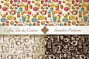 Seamless pattern with coffee and tea