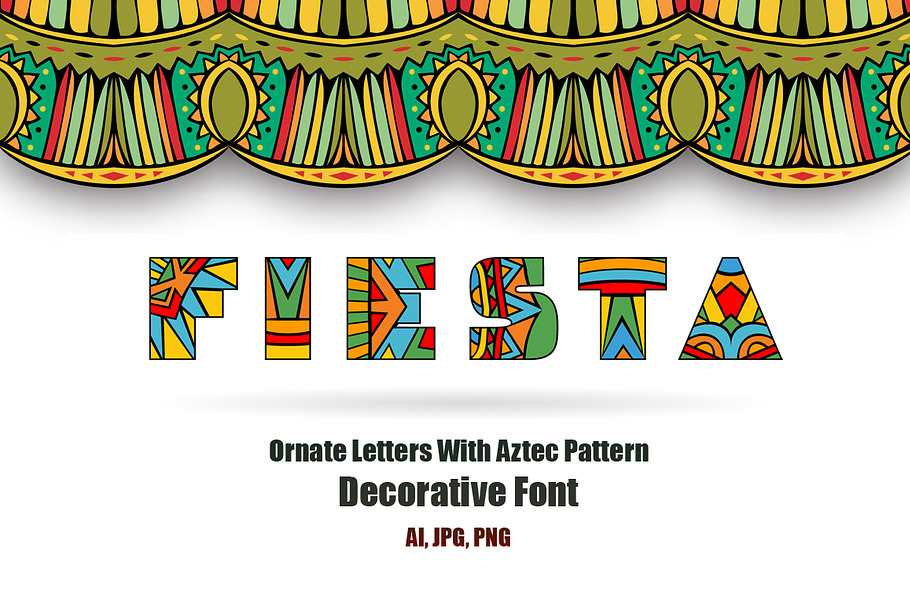 Fiesta ABC Letters Vector Font in Objects - product preview 8