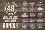 48 Vintage Badges and Labels Bundle