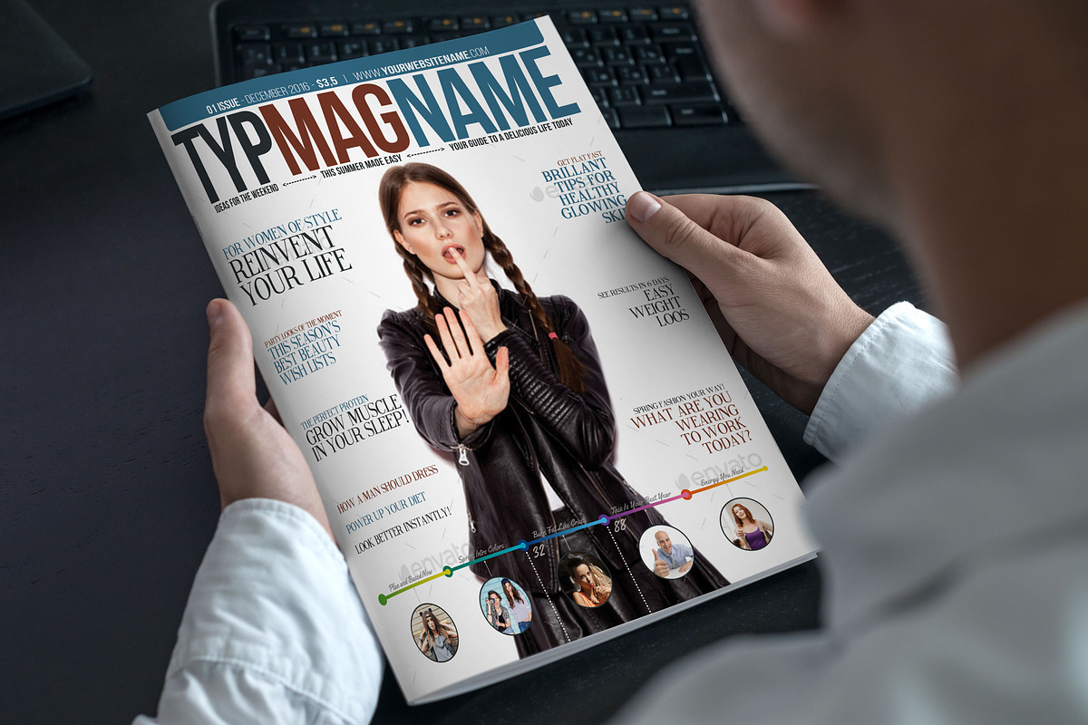New Magazine Cover Design 3 Color in Magazine Templates - product preview 8