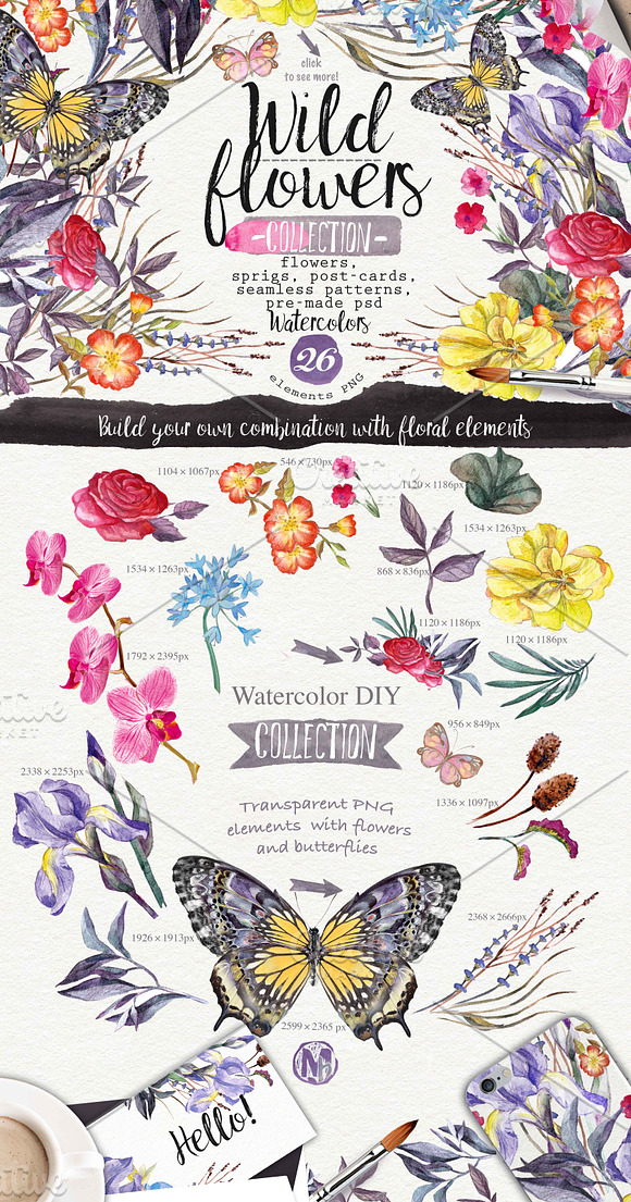   Wildflowers pack 75 PNG in Illustrations - product preview 5