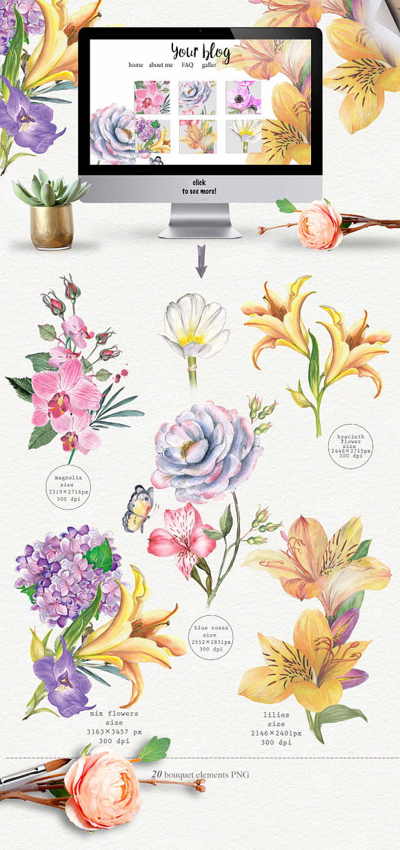   Wildflowers pack 75 PNG in Illustrations - product preview 9