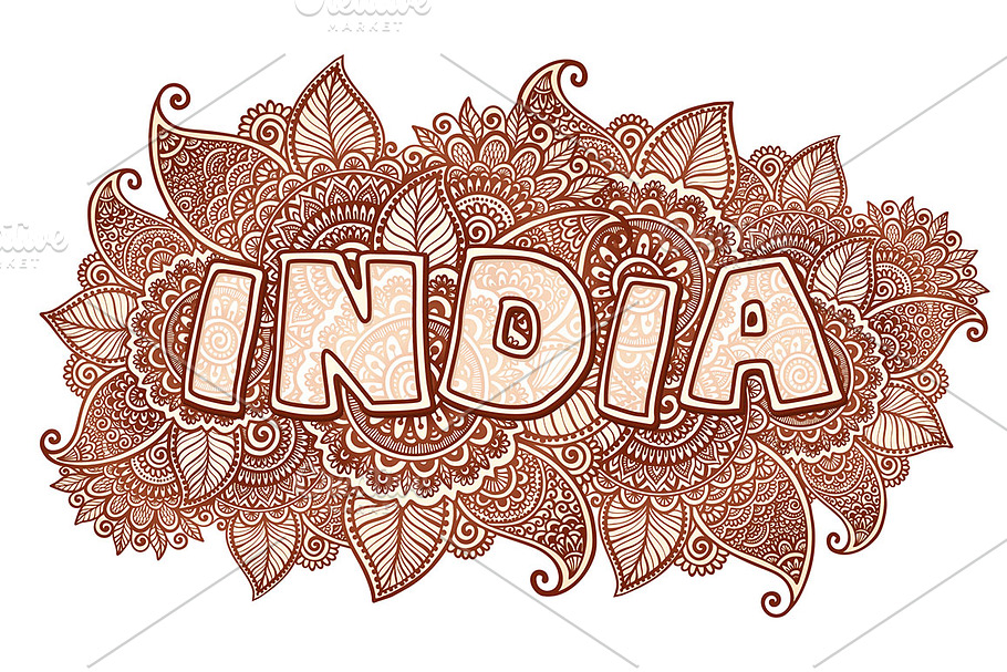 India sign in henna tattoo style