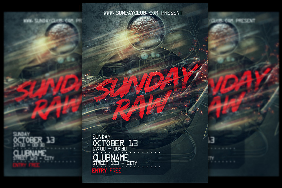 Sunday Raw Flyer + FB Cover in Flyer Templates - product preview 8