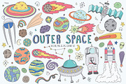 Space Doodles Cute Clip Art Set