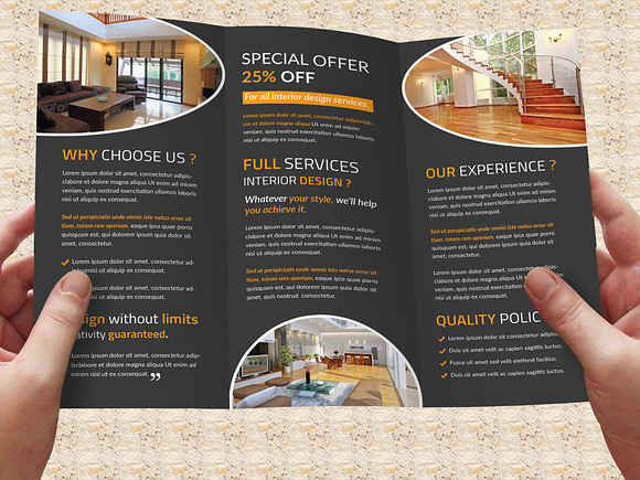 Interior Trifold Brochure in Brochure Templates - product preview 4