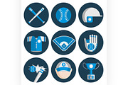 baseball flat icon set