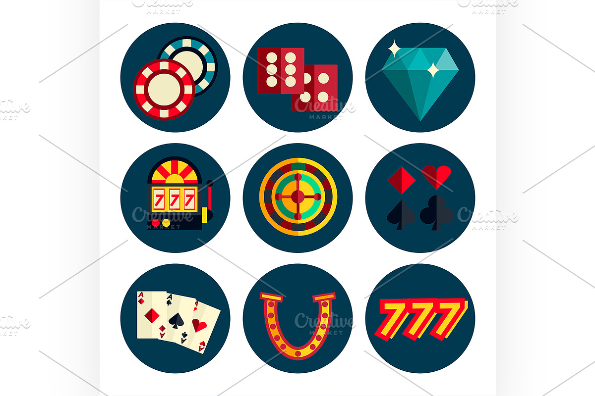 Casino flat icons set in Illustrations - product preview 8