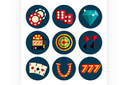 Casino flat icons set