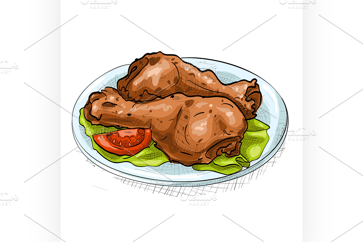 chicken legs color picture sticker in Illustrations - product preview 8