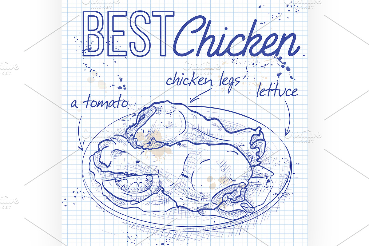 chicken legs on a notebook page in Illustrations - product preview 8