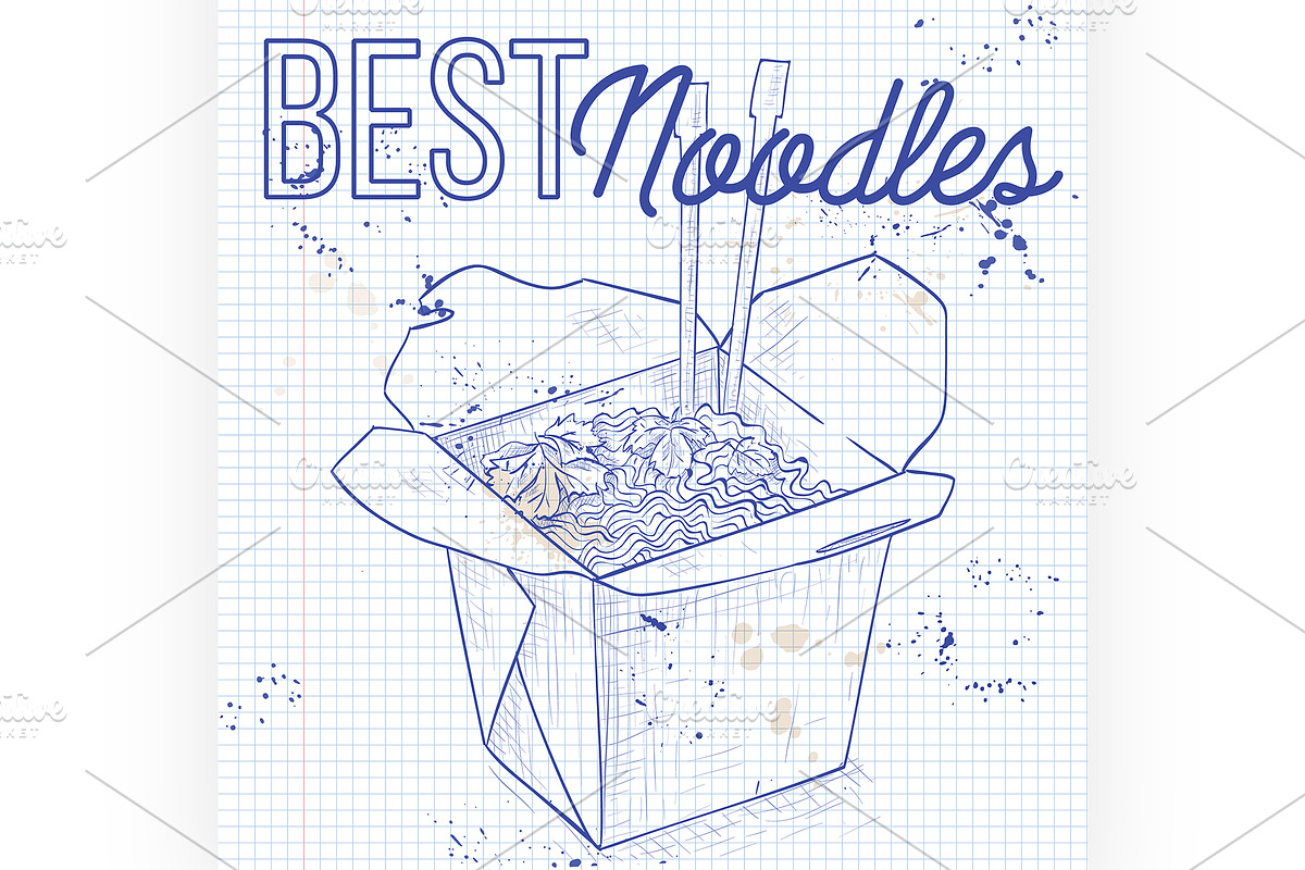 Chinese noodles box in Illustrations - product preview 8