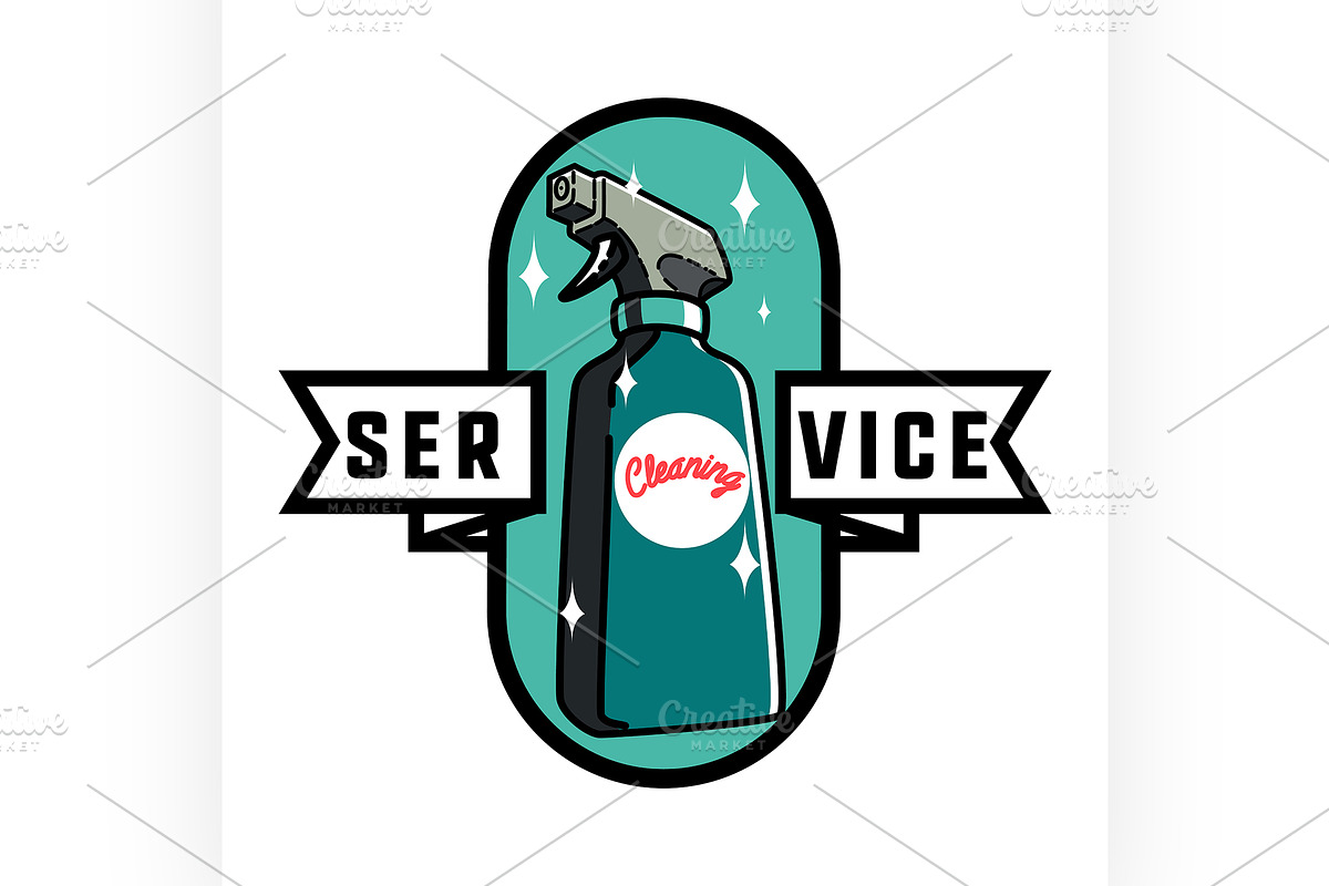 vintage cleaning service emblem in Illustrations - product preview 8