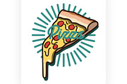 Color vintage pizza emblem