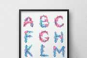 Floral watercolor alphabet.