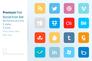 Premium Flat Social Icon Set