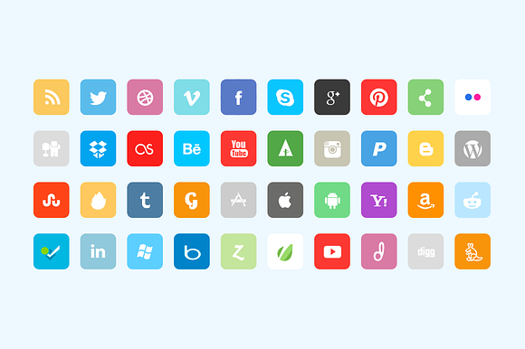Premium Flat Social Icon Set in Flat Icons - product preview 1
