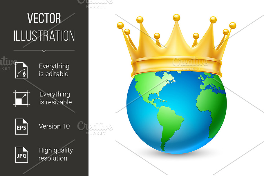 Golden crown on the globe in Graphics - product preview 8