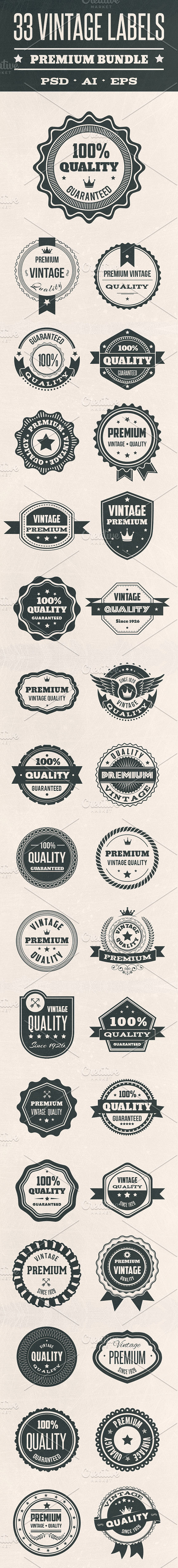 33 VINTAGE LABELS in Logo Templates - product preview 1