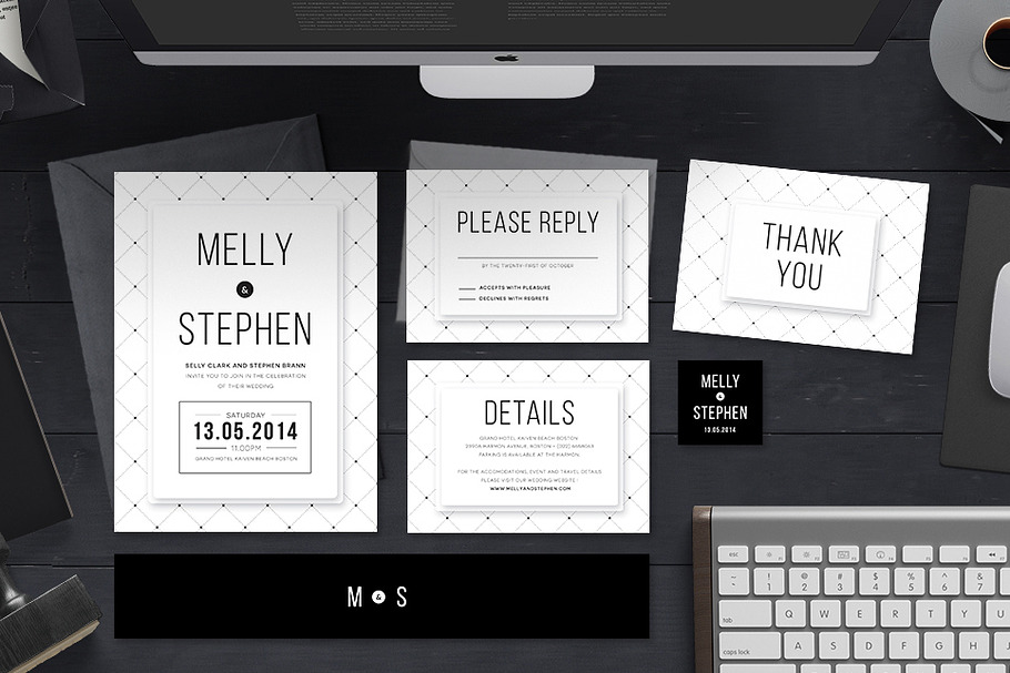 Minimalist Wedding Invitation Set in Wedding Templates - product preview 8