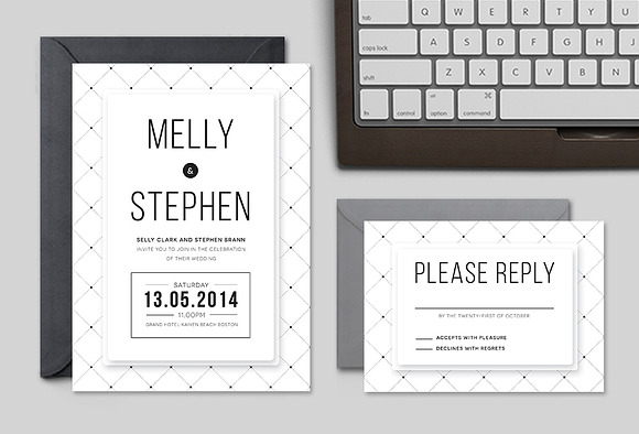 Minimalist Wedding Invitation Set in Wedding Templates - product preview 3
