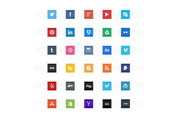 Nice Square Social Icons in Graphics - product preview 1