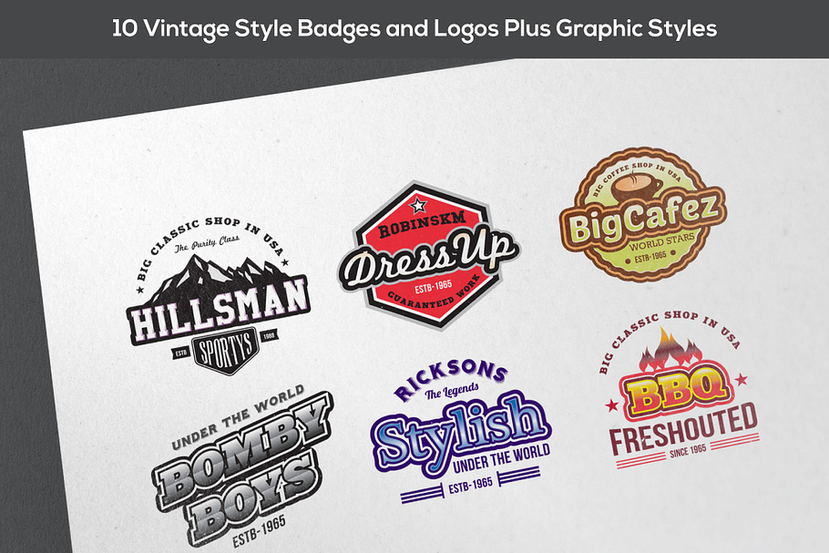 10 Vintage Badges Plus Graphic Style