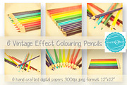 6 Vintage Colouring Pencil Papers