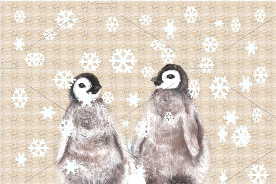 Watercolor illustration of penguins in Illustrations - product preview 8