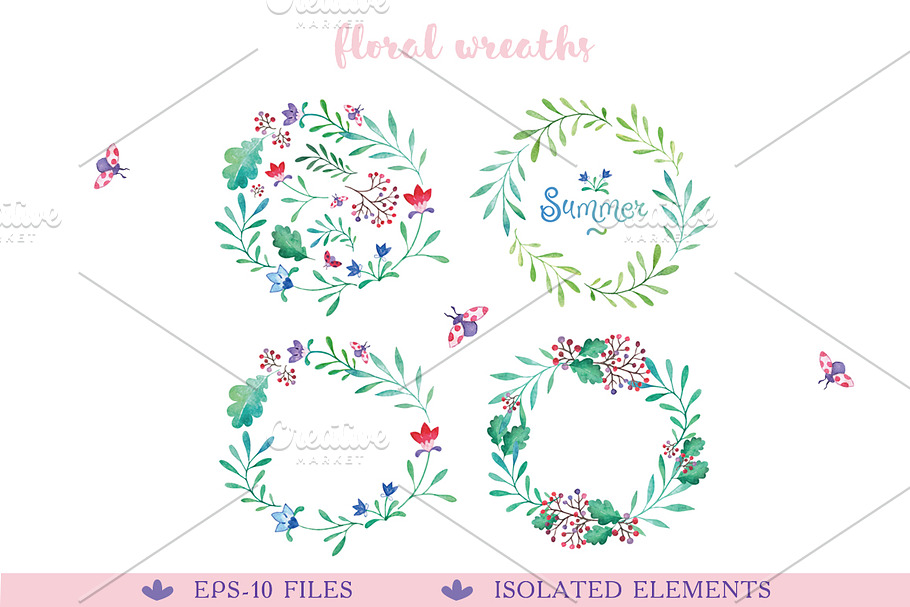 Ladybird patterns & wreaths in Illustrations - product preview 8