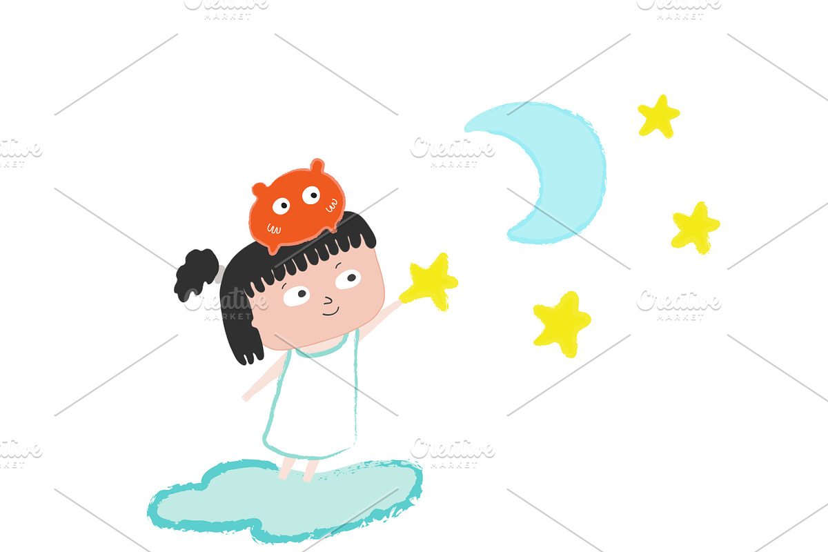 Girl in the stars in Illustrations - product preview 8